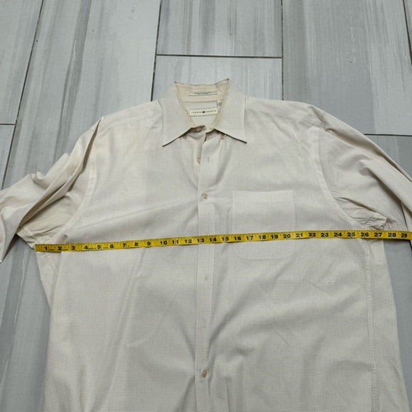 Joseph Abboud pale yellow pinstripe XL button shirt 17 1/2 34/36 - Picture 4 of 5